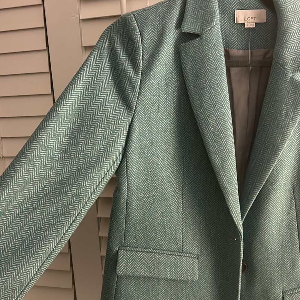 Turquoise blue Loft women’s blazer with pockets